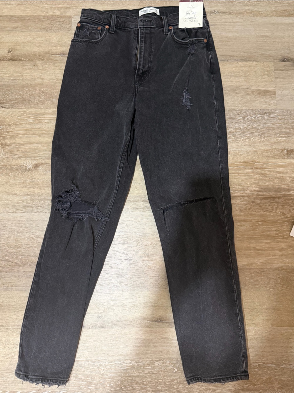 Abercrombie & Fitch Black High-Rise Distressed Women's Jeans